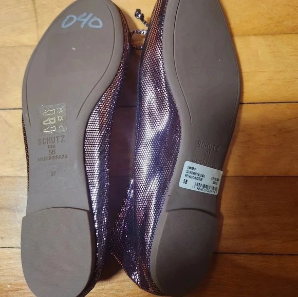 Schutz Damaris Metallic Leather Ballet Flats - Picture 6 of 7